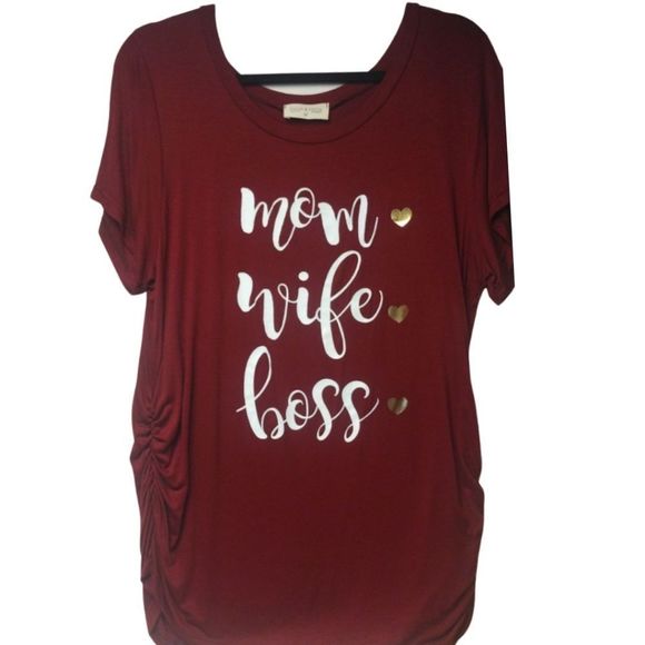 MOM WIFE BOSS Graphic Maternity Soft Shirt Size XL French Pastry NWT Soft & Comf - Picture 6 of 7
